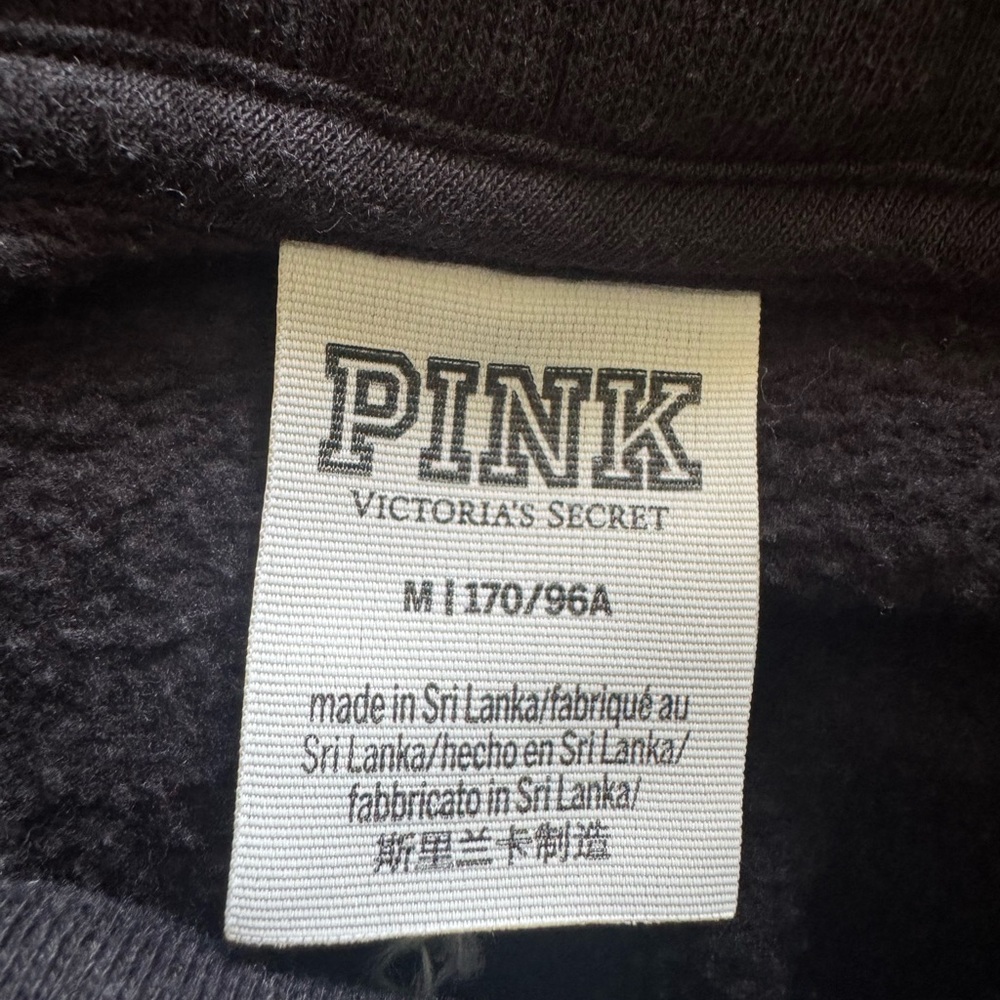 PINK Victoria's Secret Black Varsity Cowl Oversized Logo Sweatshirt Size Medium - Picture 8 of 9